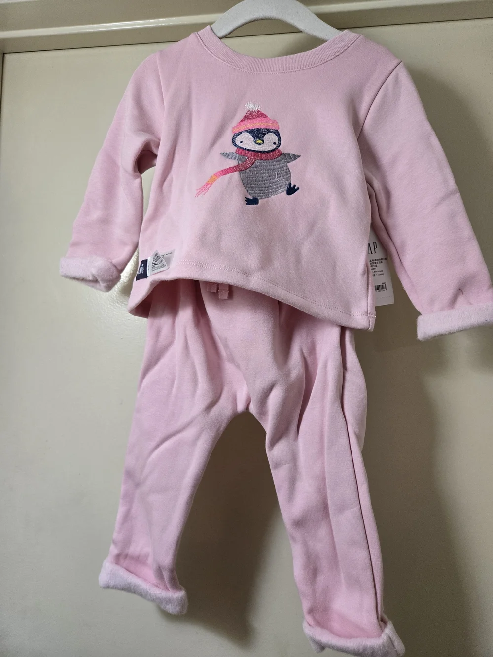 GAP Pink Penguin Fleece Pajama Set